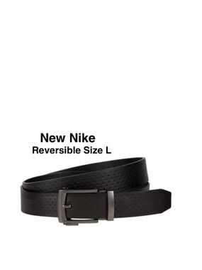 New Nike Ultralight Perforated Reversible Golf Belt Size L black /grey with tags